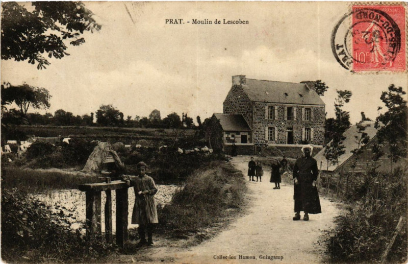 Carte postale ancienne Prat - Moulin de Lescoben à Prat