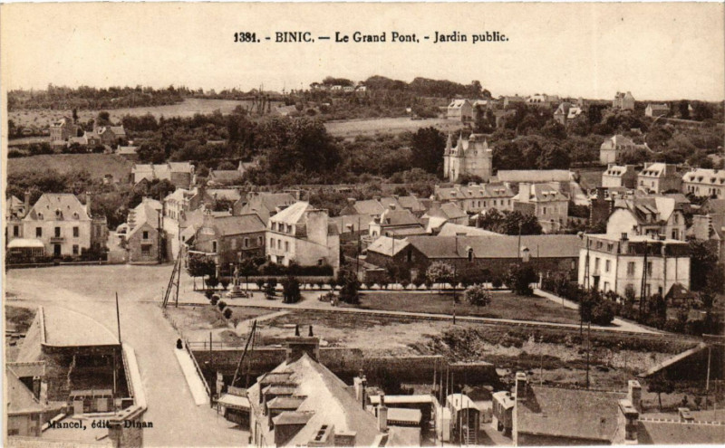 Carte postale ancienne Binic - Le Grand Pont - Jardin Public