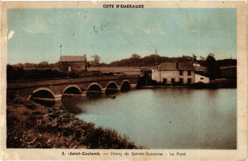 Carte postale ancienne Saint-Coulomb - Etang de Sainte-Suzanne - Le Pont