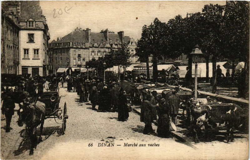 Carte postale ancienne Dinan - Marché aux Vaches à Dinan