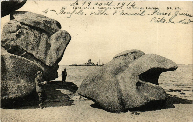 Carte postale ancienne Tregastel - La Tete du Calculos à Trégastel