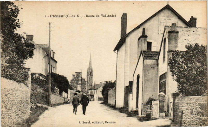 Carte postale ancienne Pleneuf - Route du Val-Andre