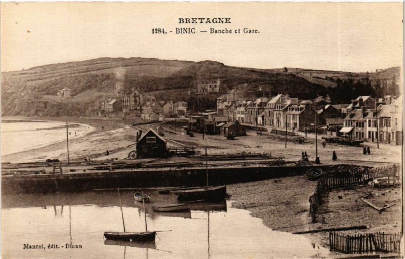 Carte postale ancienne Binic - Banche et Gare