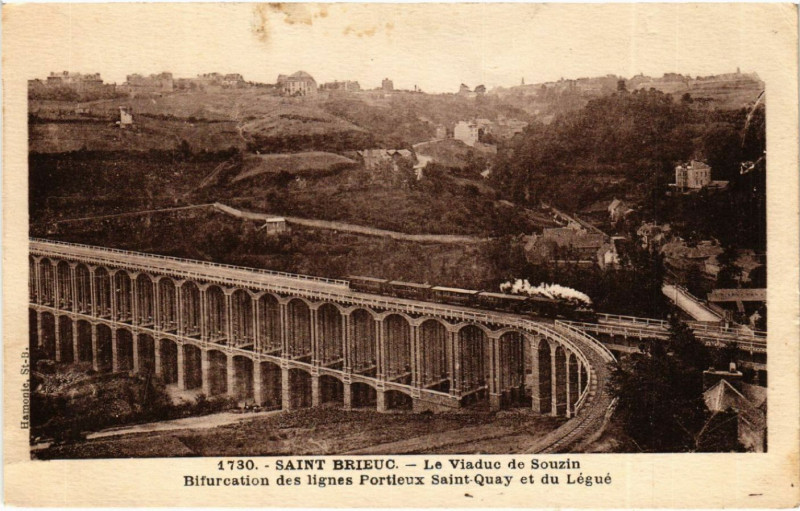 Carte postale ancienne Saint-Brieuc - Le Viaduc de Souzin à Saint-Brieuc