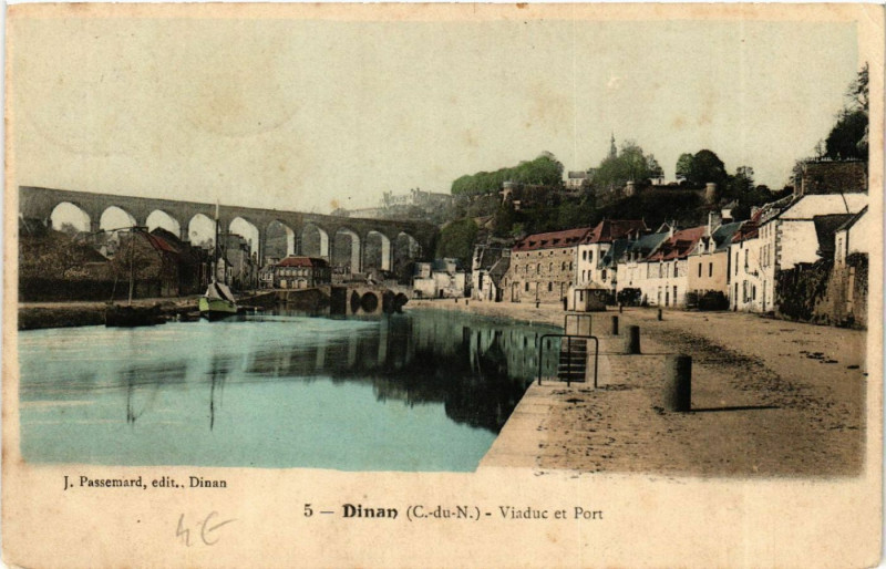Carte postale ancienne Dinan - Viaduc et Port à Dinan