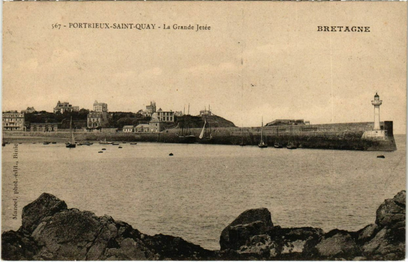Carte postale ancienne Portrieux-Saint-Quay - La Grande Jetée