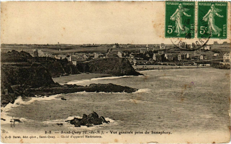 Carte postale ancienne Saint-Quay - Vue generale prise du Semaphore
