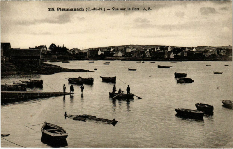 Carte postale ancienne Ploumanach - Vue sur le Port