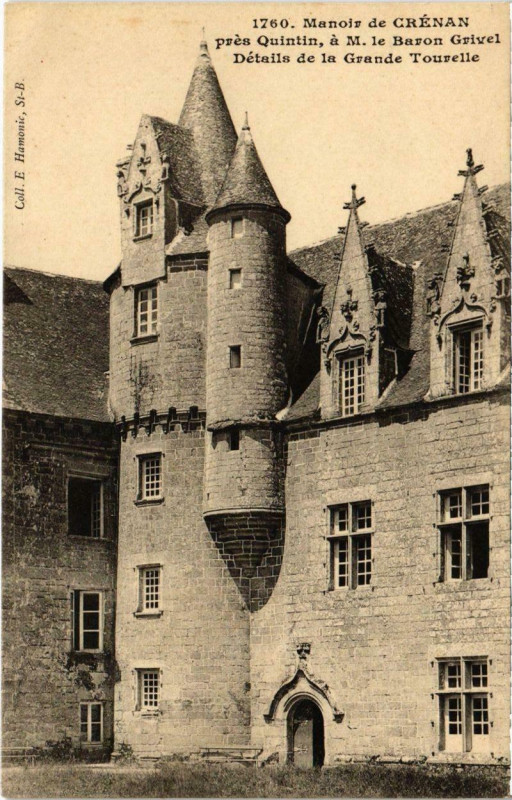 Carte postale ancienne Manoir de Cgrenan pres Quintin a M. le Baron Grivel Details de la à Quintin