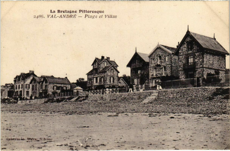 Carte postale ancienne Val-Andre - Plage et Villas