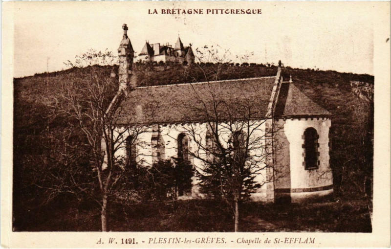 Carte postale ancienne Plestin-les-Greves - Chapelle de St-Efflam à Plestin-les-Grèves