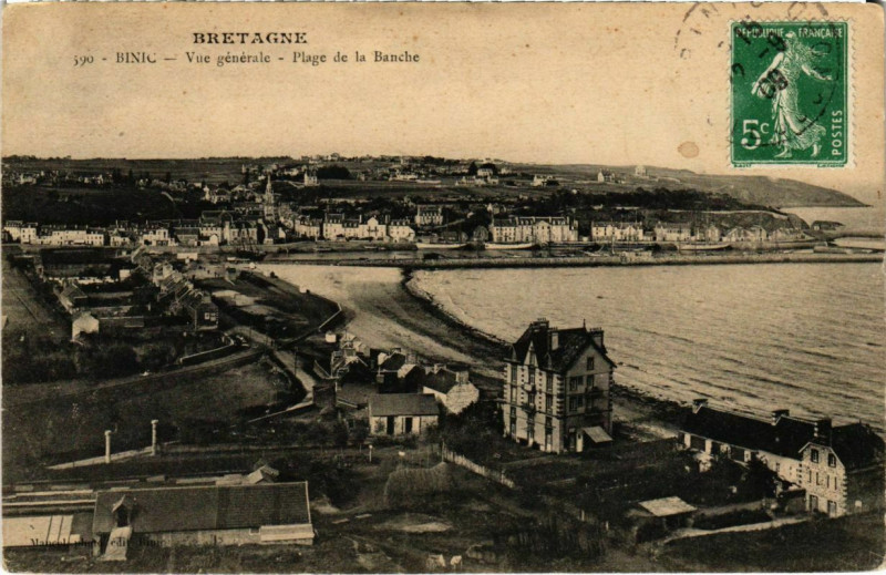 Carte postale ancienne Binic - Vue generale - Plage de la Banche