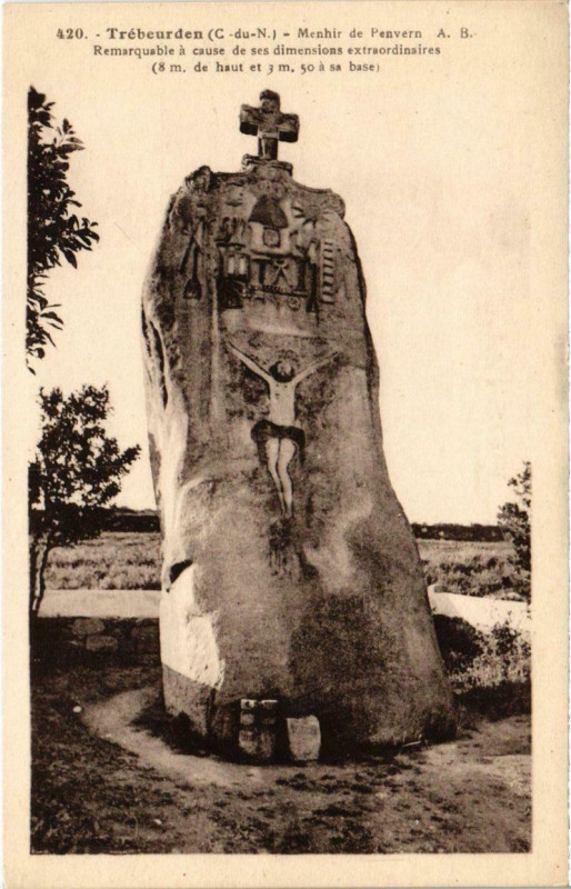 Carte postale ancienne Trebeurden - Menhir de Penvern à Trébeurden