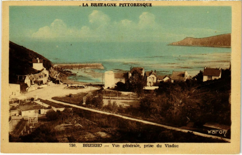 Carte postale ancienne Brehec - Vue generale prise du Viaduc