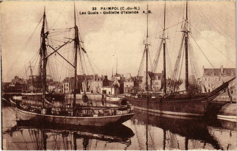 Carte postale ancienne Paimpol - Les Quais - Goelette d'Islands à Paimpol