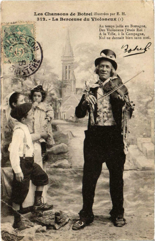 Carte postale ancienne Les Chansons de Botrel - La Berceuse du Violoneux