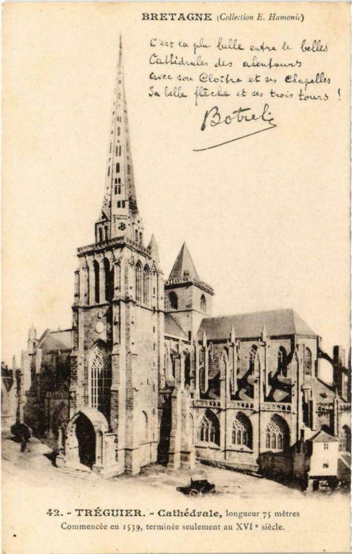 Carte postale ancienne Treguier - Cathedrale à Tréguier