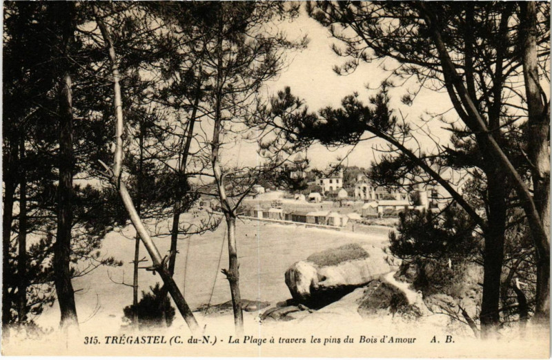 Carte postale ancienne Tregastel - La Plage a travers à Trégastel