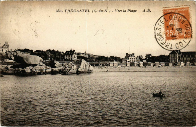 Carte postale ancienne Tregastel - Vers la Plage à Trégastel