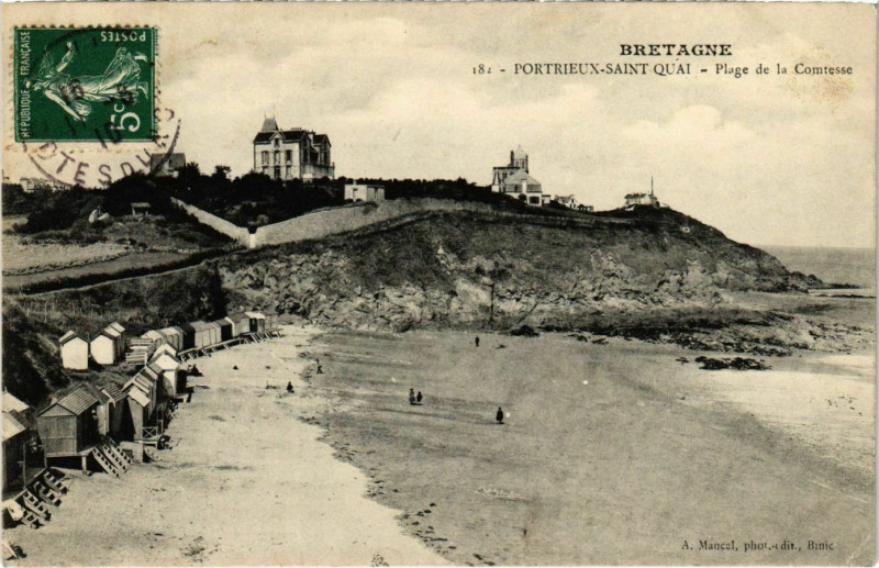 Carte postale ancienne Portrieux Saint-Quai - Plage de la Comtesse
