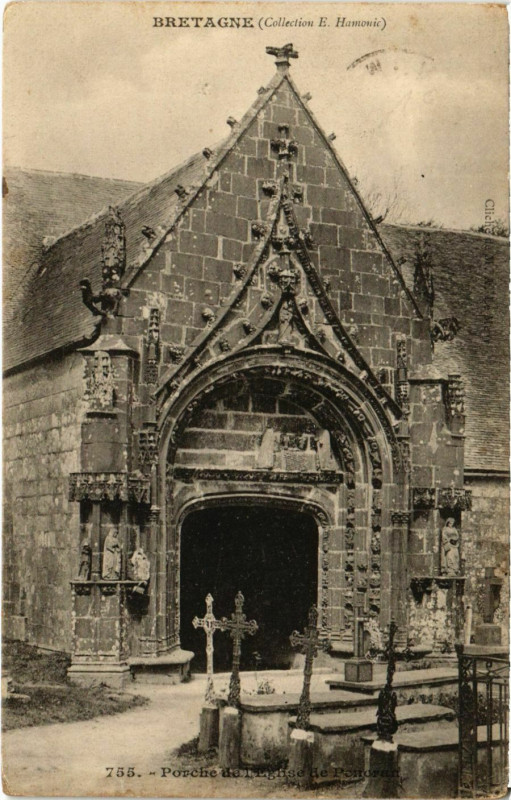Carte postale ancienne Porche de l'Eglise de Ponoran