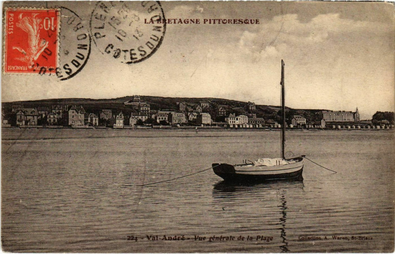 Carte postale ancienne Val-Andre - Vue générale de la Plage