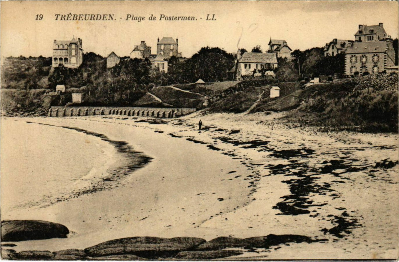 Carte postale ancienne Trebeurden - Plage de Postermen à Trébeurden