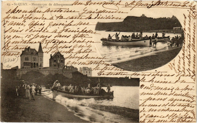 Carte postale ancienne Saint-Quay - Manoeuvres de Débatquement