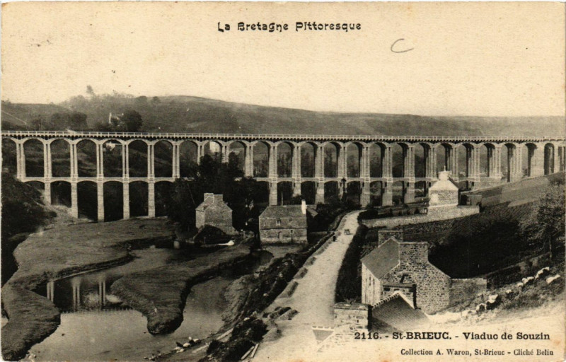Carte postale ancienne Saint-Brieuc - Viaduc de Souzin à Saint-Brieuc