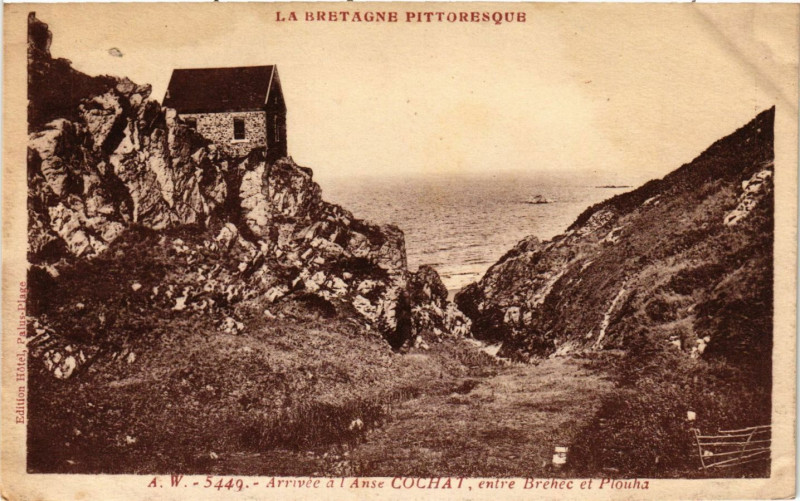 Carte postale ancienne Arrivée a l Anse Cochat - entre Brehec et Plouha à Plouha