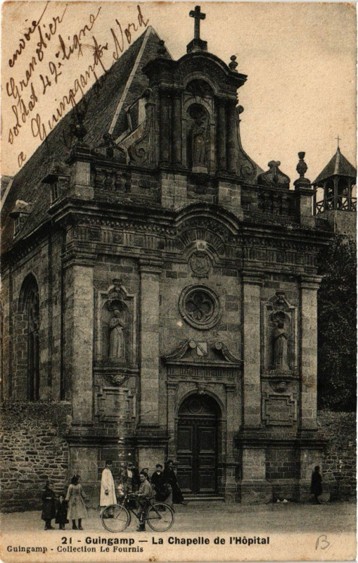 Carte postale ancienne Guingamp - La Chapelle de l'Hopital à Guingamp