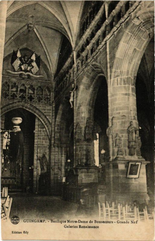 Carte postale ancienne Guingamp - Basilique Notre-Dame de Bonsecours à Guingamp