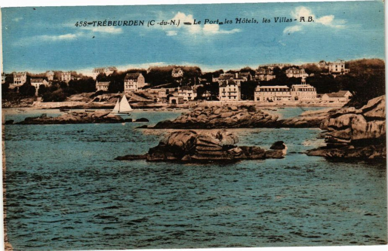 Carte postale ancienne Trebeurden - Le Port - les Hotels les Villas à Trébeurden