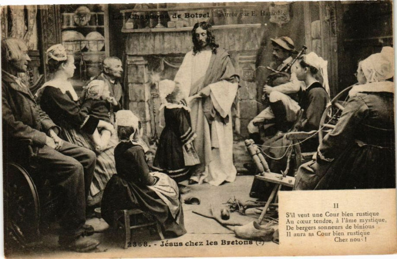 Carte postale ancienne Les Chansons de Botrel - Jésus chez les Bretons