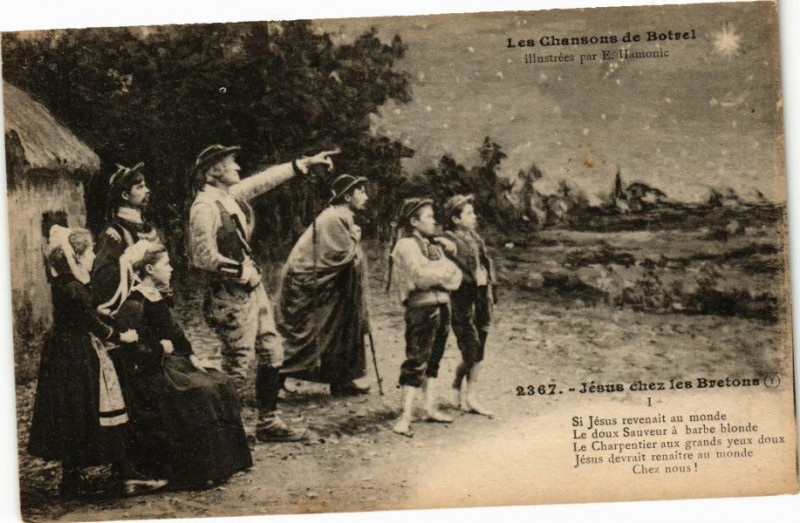 Carte postale ancienne Les Chansons de Botrel - Jésus chez les Bretons
