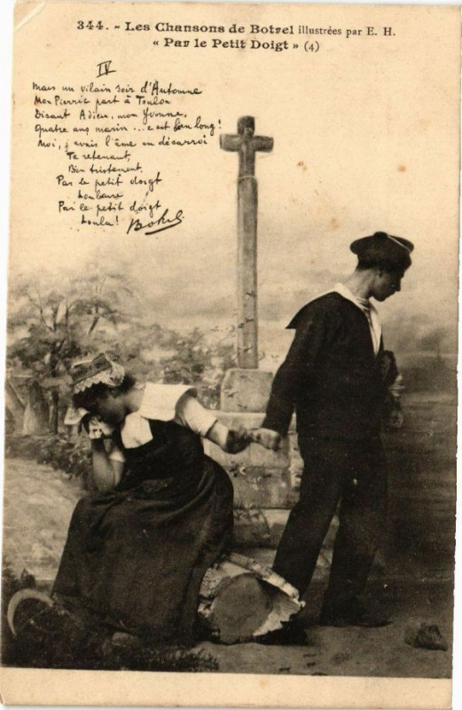 Carte postale ancienne Les Chansons de Botrel - Par le Petit Doigt