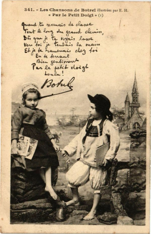Carte postale ancienne Les Chansons de Botrel - Par le Petit Doigt
