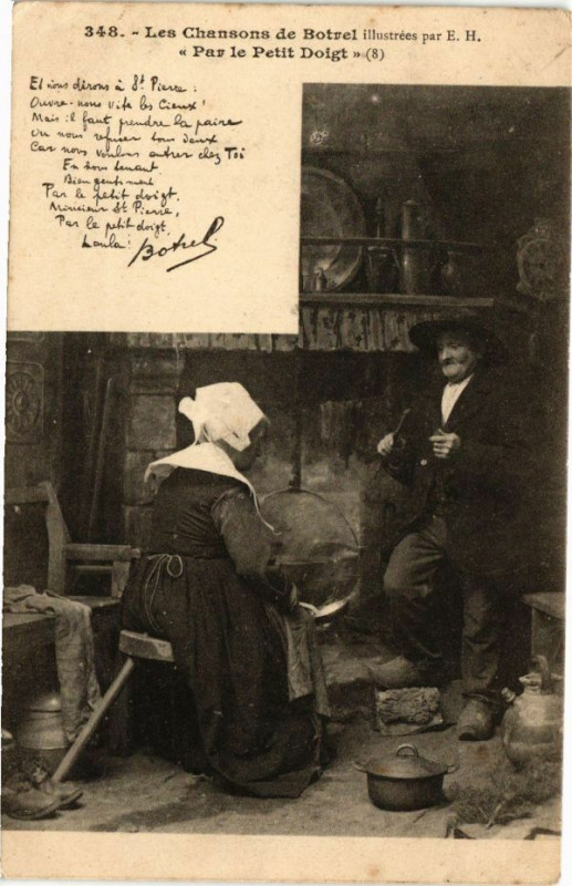 Carte postale ancienne Les Chansons de Botrel - Par le Petit Doigt