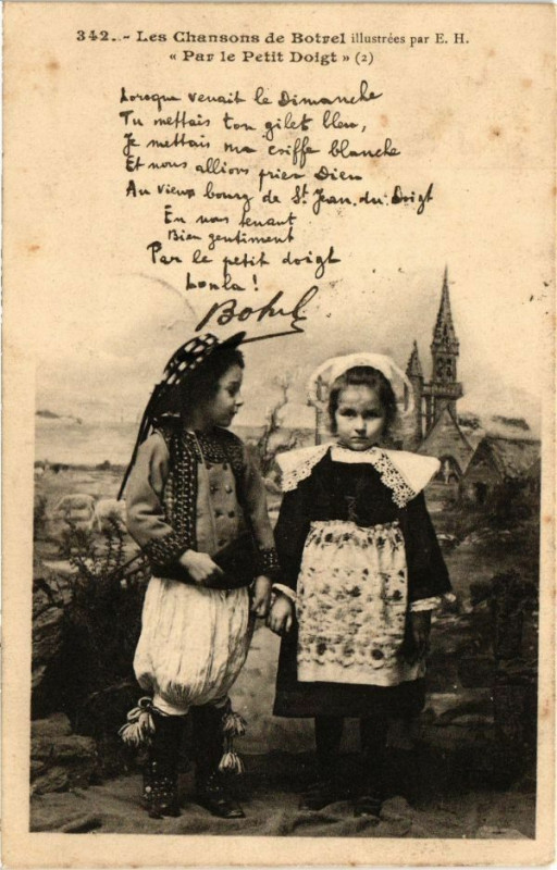Carte postale ancienne Les Chansons de Botrel - Par le Petit Doigt