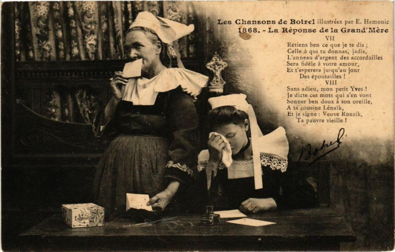 Carte postale ancienne Les Chansons de Botrel - La Réponse de la Grand'Mere