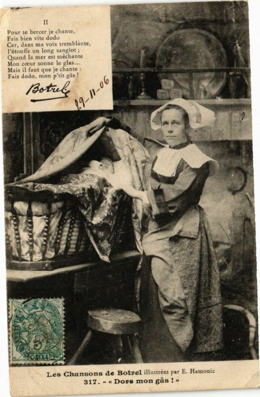 Carte postale ancienne Les Chansons de Botrel - Dors mon gas!