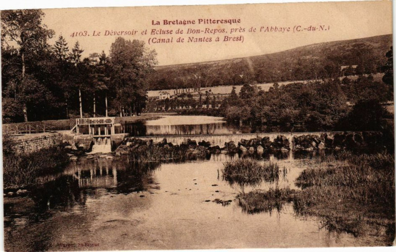 Carte postale ancienne Le Déversoir et Ecluse de Bon-Repos prés de l'Abbaye