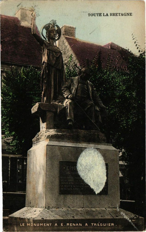 Carte postale ancienne Treguier-Le Monument a E. Renan à Tréguier
