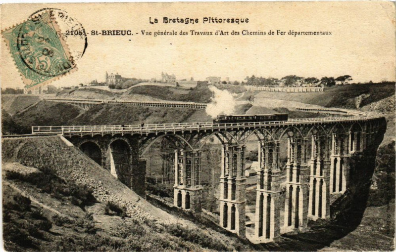 Carte postale ancienne Saint-Brieuc-Vue générale des Travaux d'Art des Chemins à Saint-Brieuc