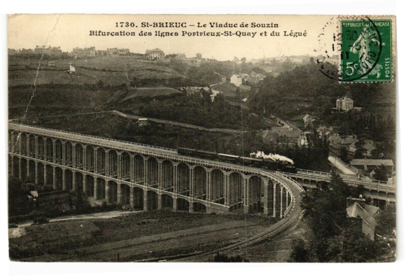 Carte postale ancienne Saint-Brieuc-Le Viaduc de Souzin à Saint-Brieuc