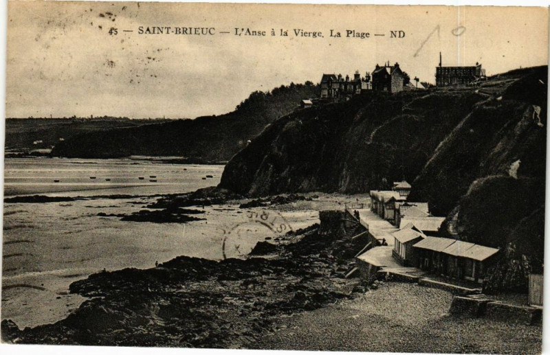 Carte postale ancienne Saint-Brieuc-L'Anse a la Vierge-La Plage à Saint-Brieuc
