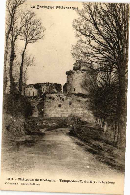 Carte postale ancienne Tonquedec-Chateaux de Bretagne-L'Arrivée à Tonquédec