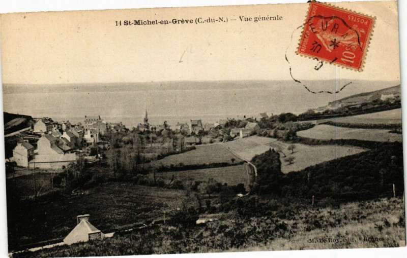 Carte postale ancienne Saint-Michel-en-Greve-Vue générale