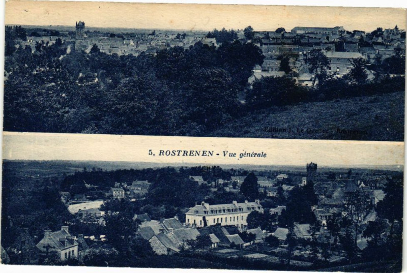 Carte postale ancienne Rostrenen-Vue générale à Rostrenen