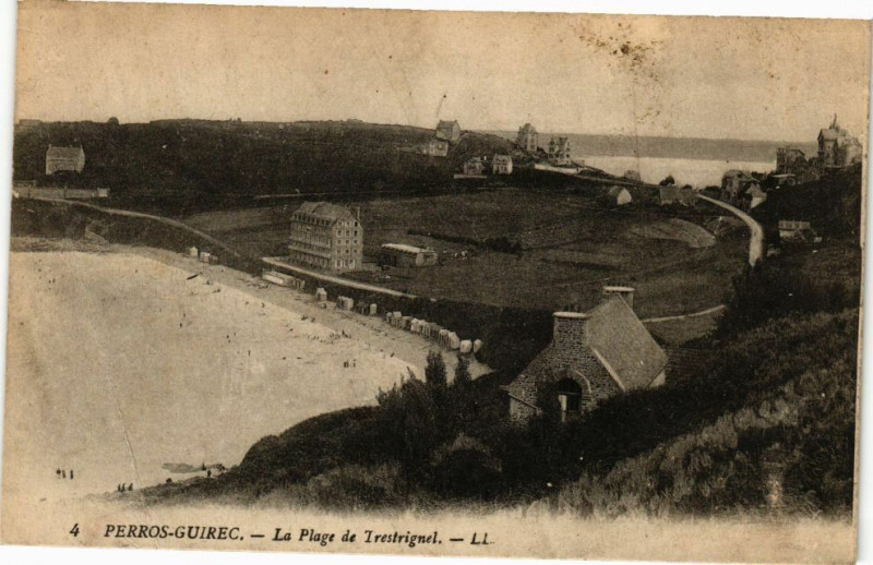 Carte postale ancienne Perros-Guirec-La Plage de Trestrignel à Perros-Guirec